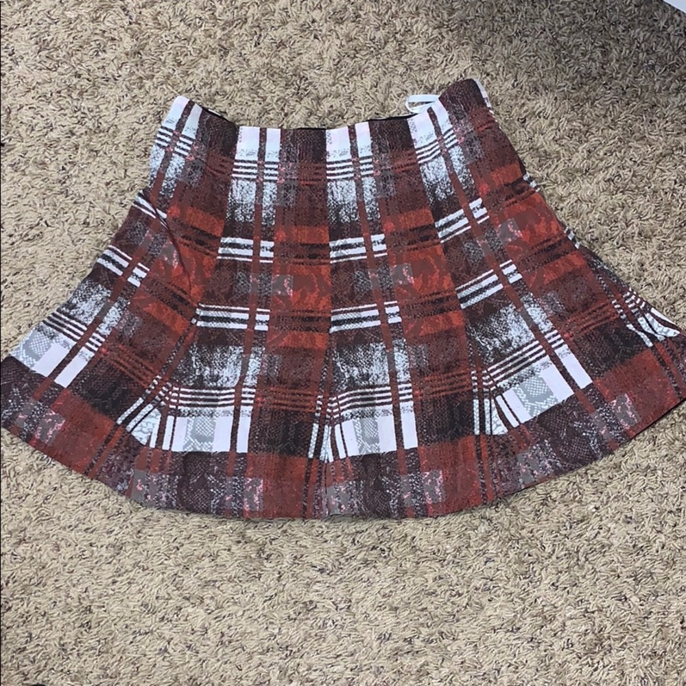 Red plaid skirt